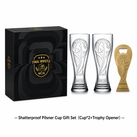 WC26 Match Day Gift Set – 2 Shatterproof Pilsner Cups & Trophy Opener