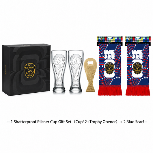 WC26 Match Day Gift Set – 2 Shatterproof Pilsner Cups & Trophy Opener